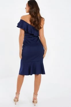 Quiz Blue One Shoulder Frill Midi Dress -Quiz Store Online unnamed file 543