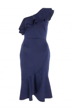 Quiz Blue One Shoulder Frill Midi Dress -Quiz Store Online unnamed file 544
