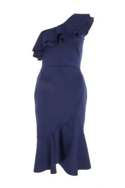 Quiz Blue One Shoulder Frill Midi Dress -Quiz Store Online unnamed file 546