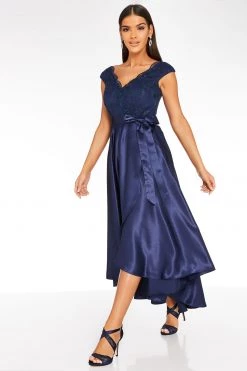 Quiz Navy Lace Bardot Dip Hem Dress -Quiz Store Online unnamed file 58