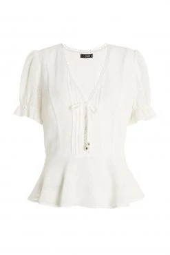 Quiz Cream Cream Crochet Peplum Top -Quiz Store Online unnamed file 581