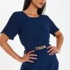 Quiz Blue Gold Belt Detail Top