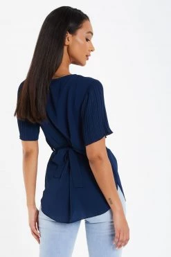Quiz Blue Gold Belt Detail Top -Quiz Store Online unnamed file 585