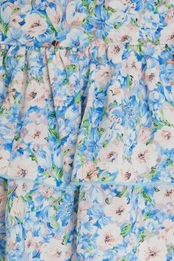 Quiz Blue Light Blue Polyester Flower Double Peplum Frill Top -Quiz Store Online unnamed file 594