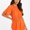 Quiz Orange Gold Belt Detail Blouse