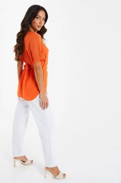 Quiz Orange Gold Belt Detail Blouse -Quiz Store Online unnamed file 599
