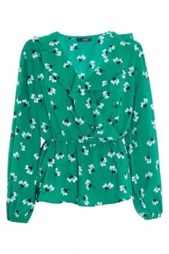 Quiz Green Flower Print Wrap Long Sleeve Top -Quiz Store Online unnamed file 606