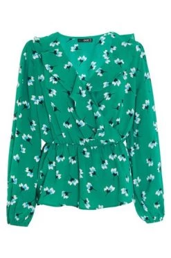 Quiz Green Flower Print Wrap Long Sleeve Top -Quiz Store Online unnamed file 608