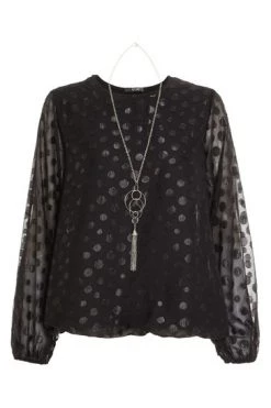Quiz Black Chiffon Bubble Necklace Top -Quiz Store Online unnamed file 614