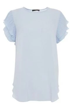 Quiz Blue Frill Sleeve Necklace Top -Quiz Store Online unnamed file 632