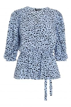 Quiz Blue Animal Print Wrap Peplum Top -Quiz Store Online unnamed file 643