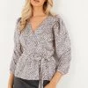 Quiz Pink Animal Print Satin Wrap Peplum Top
