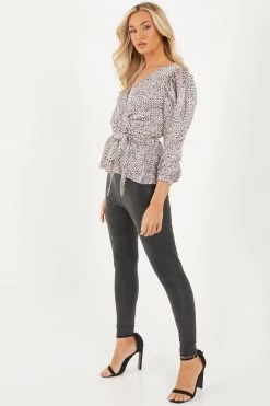 Quiz Pink Animal Print Satin Wrap Peplum Top -Quiz Store Online unnamed file 647