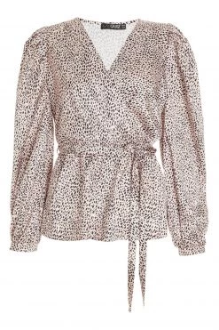 Quiz Pink Animal Print Satin Wrap Peplum Top -Quiz Store Online unnamed file 649