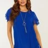 Quiz Blue Boxy Necklace Top