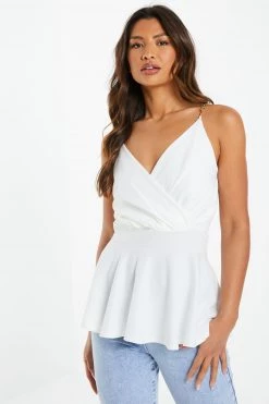 Quiz Pink Chain Wrap Peplum Top