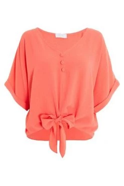 Quiz Blue Button Detail Tie Front Top -Quiz Store Online unnamed file 670