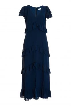 Quiz Navy Blue Frill Layered Midaxi Dress -Quiz Store Online unnamed file 68