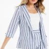 Quiz White Stripe Print Blazer