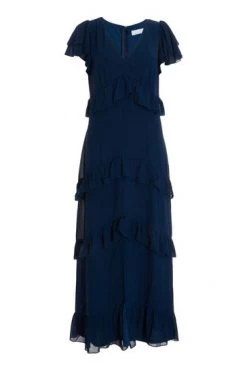 Quiz Navy Blue Frill Layered Midaxi Dress -Quiz Store Online unnamed file 70