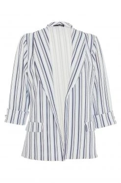 Quiz White Stripe Print Blazer -Quiz Store Online unnamed file 700