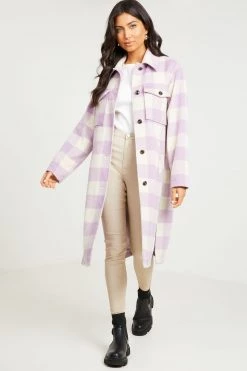 Quiz Purple Checked Oversized Shacket