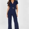 Quiz Blue Frill Sleeve Palazzo Jumpsuit