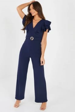 Quiz Blue Frill Sleeve Palazzo Jumpsuit -Quiz Store Online unnamed file 729
