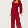 Quiz Red Scuba Crepe Cape Buckle Detail Jumpsuit -Quiz Store Online unnamed file 733