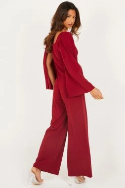 Quiz Red Scuba Crepe Cape Buckle Detail Jumpsuit -Quiz Store Online unnamed file 735