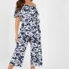 Quiz Blue Floral Bardot Culotte Jumpsuit
