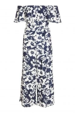 Quiz Blue Floral Bardot Culotte Jumpsuit -Quiz Store Online unnamed file 749