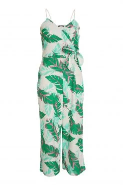 Quiz White & Green Tropical Print Culotte Jumpsuit -Quiz Store Online unnamed file 760