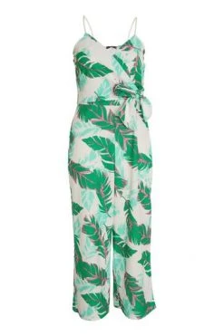 Quiz White & Green Tropical Print Culotte Jumpsuit -Quiz Store Online unnamed file 762