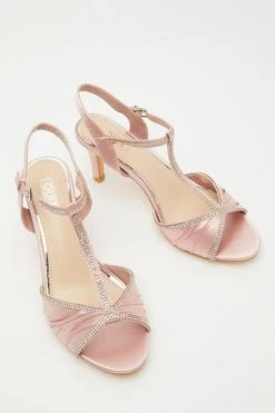 Quiz Silver Shimmer Diamante Strap T-Bar Low Heel Sandals -Quiz Store Online unnamed file 775