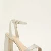 Quiz Silver Shimmer Cross Strap Block Heel Sandal