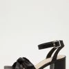 Quiz Black Faux Leather Knot Heel Sandals