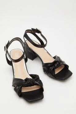 Quiz Black Faux Leather Knot Heel Sandals -Quiz Store Online unnamed file 784