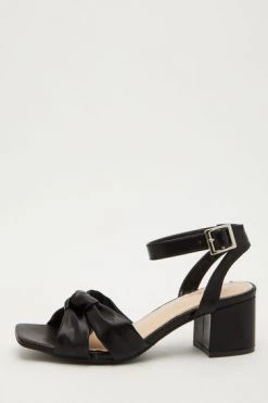 Quiz Black Faux Leather Knot Heel Sandals -Quiz Store Online unnamed file 787