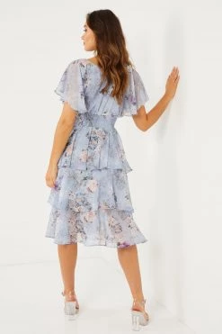 Quiz Blue Chiffon Floral Tier Layer Midi Dress -Quiz Store Online unnamed file 79