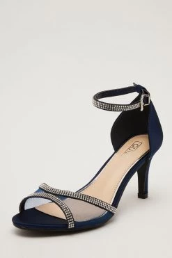 Quiz Blue Satin Mesh Front Diamante Low Heel Sandals -Quiz Store Online unnamed file 791