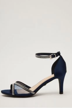 Quiz Blue Satin Mesh Front Diamante Low Heel Sandals -Quiz Store Online unnamed file 792