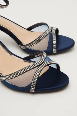 Quiz Blue Satin Mesh Front Diamante Low Heel Sandals -Quiz Store Online unnamed file 793
