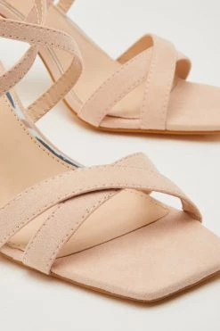 Quiz Nude Faux Suede Cross Strap Square Buckle Block Heel -Quiz Store Online unnamed file 799