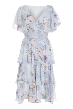 Quiz Blue Chiffon Floral Tier Layer Midi Dress -Quiz Store Online unnamed file 80
