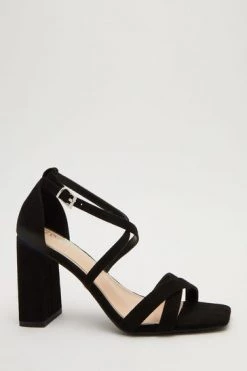 Quiz Nude Faux Suede Cross Strap Square Buckle Block Heel -Quiz Store Online unnamed file 801