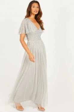 Quiz Grey Sequin Maxi Dress -Quiz Store Online unnamed file 817