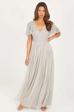 Quiz Grey Sequin Maxi Dress -Quiz Store Online unnamed file 820