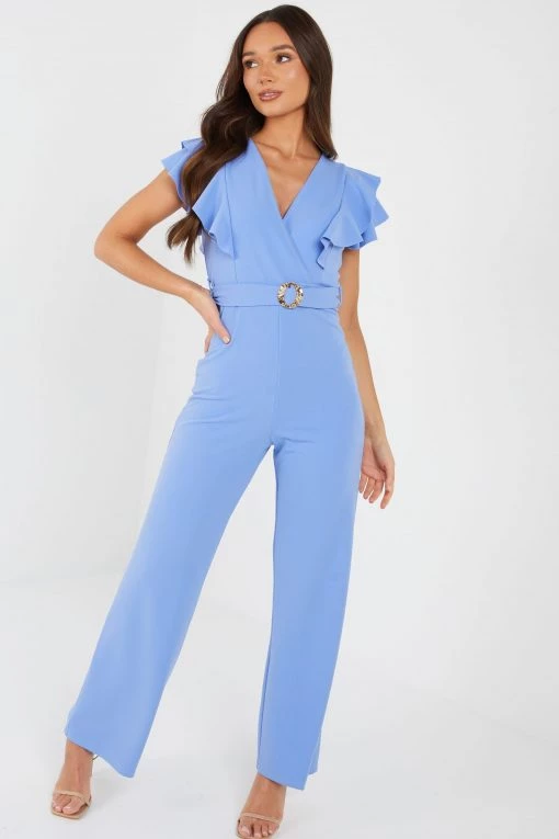 Quiz Blue Wrap Frill Palazzo Jumpsuit -Quiz Store Online unnamed file 827