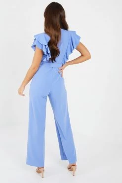 Quiz Blue Wrap Frill Palazzo Jumpsuit -Quiz Store Online unnamed file 829